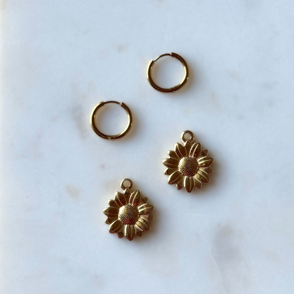 Sunflower Hoop Earrings - 2 in 1 Hoops
