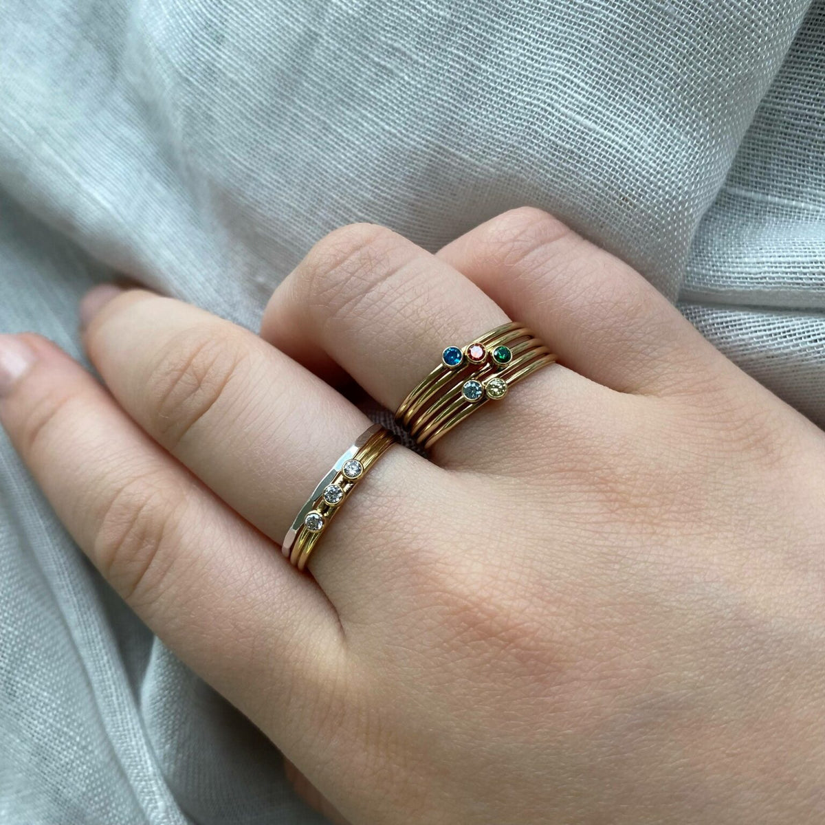 Gold Filled Birthstone Stacking Rings