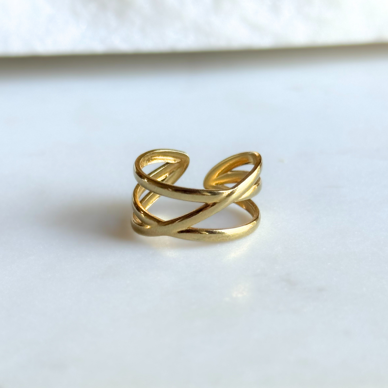 Adjustable Criss Cross Gold Ring