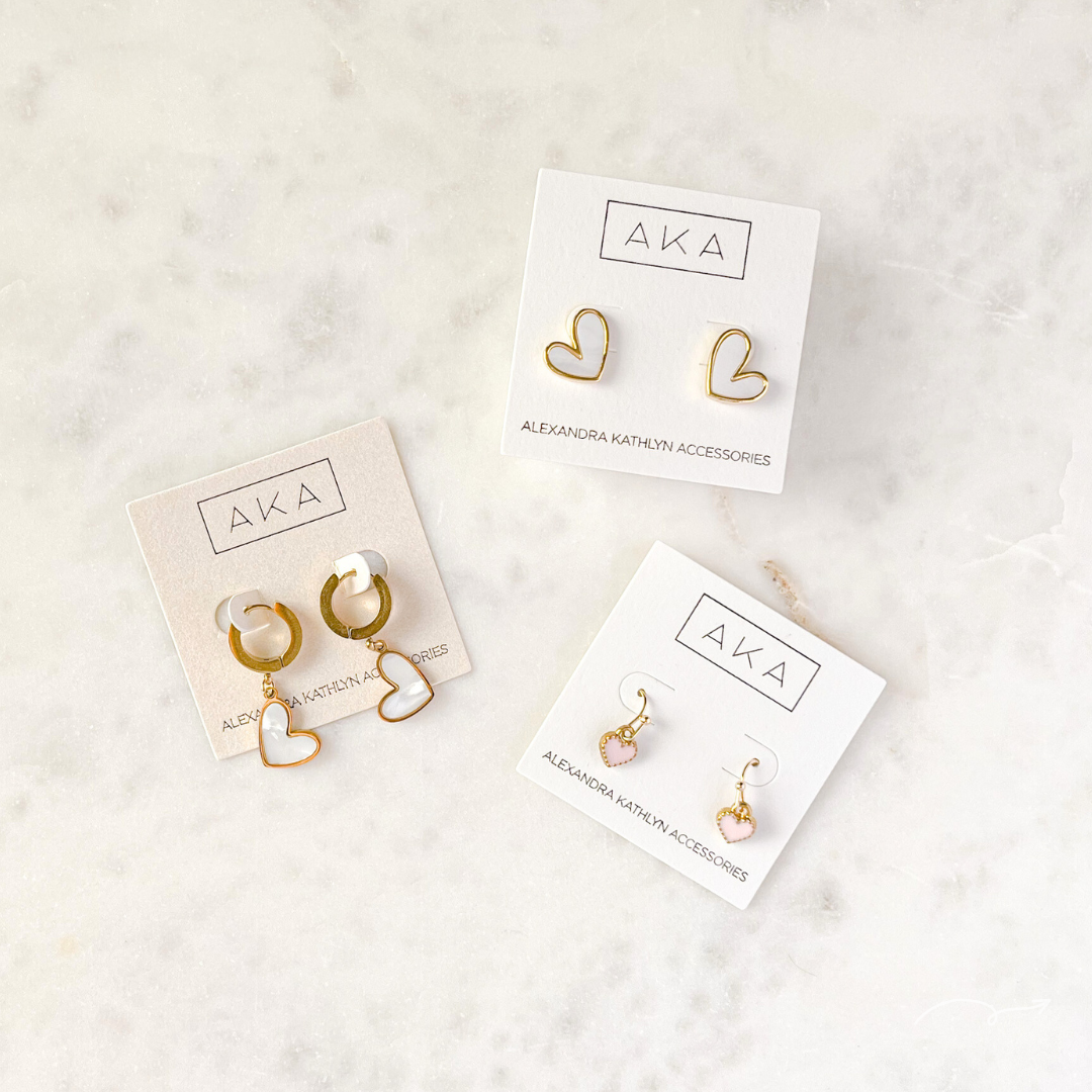 ABBIE | Mini Enamel Heart Dangle Earrings