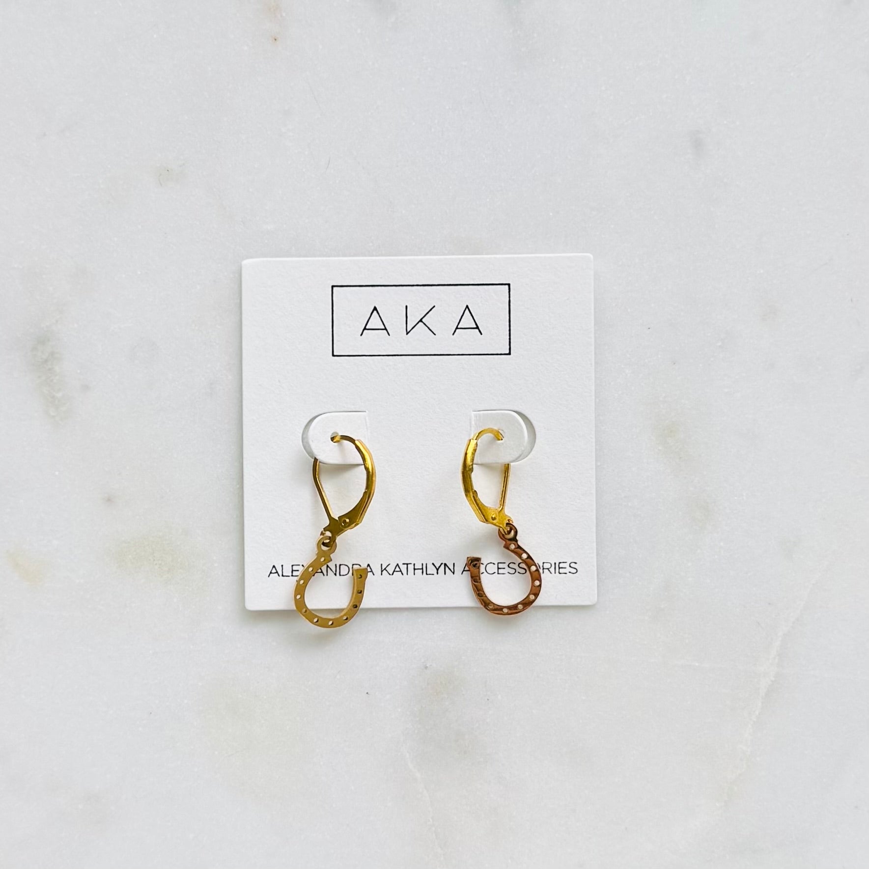 Gold Horseshoe Dangle Earrings