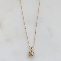 Tiny CZ Turtle Necklace - Adjustable