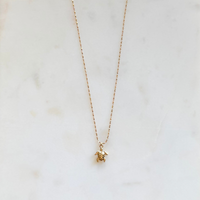 Tiny CZ Turtle Necklace - Adjustable
