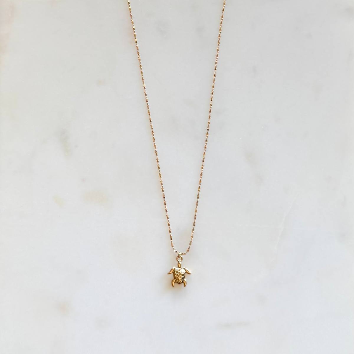 Tiny CZ Turtle Necklace - Adjustable