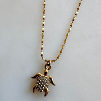 Tiny CZ Turtle Necklace - Adjustable