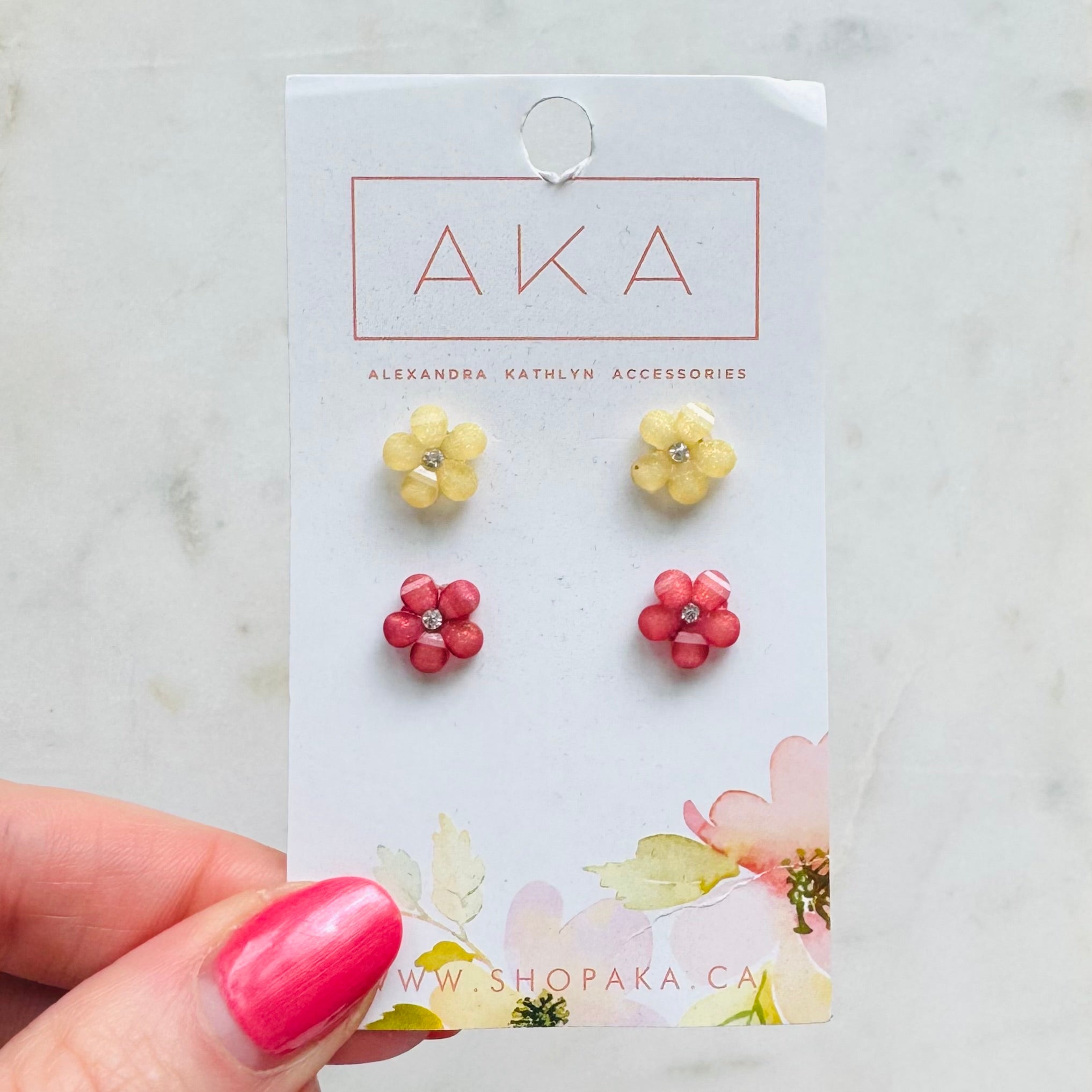 Flower Studs Earrings (Yellow & Red 2 pack)