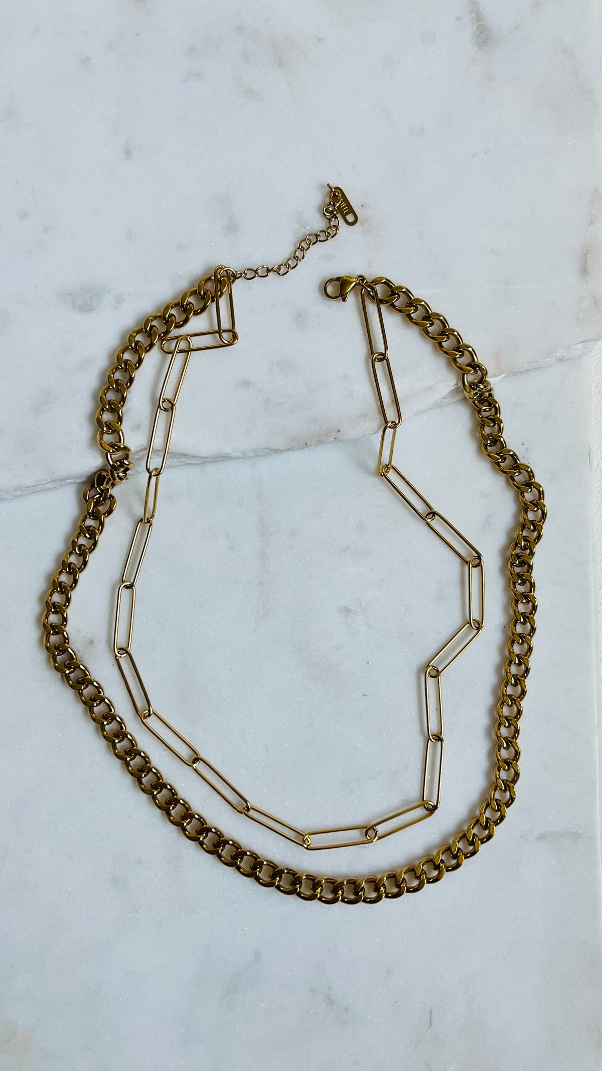 EMMY | Curb & Paperclip Layering Necklace