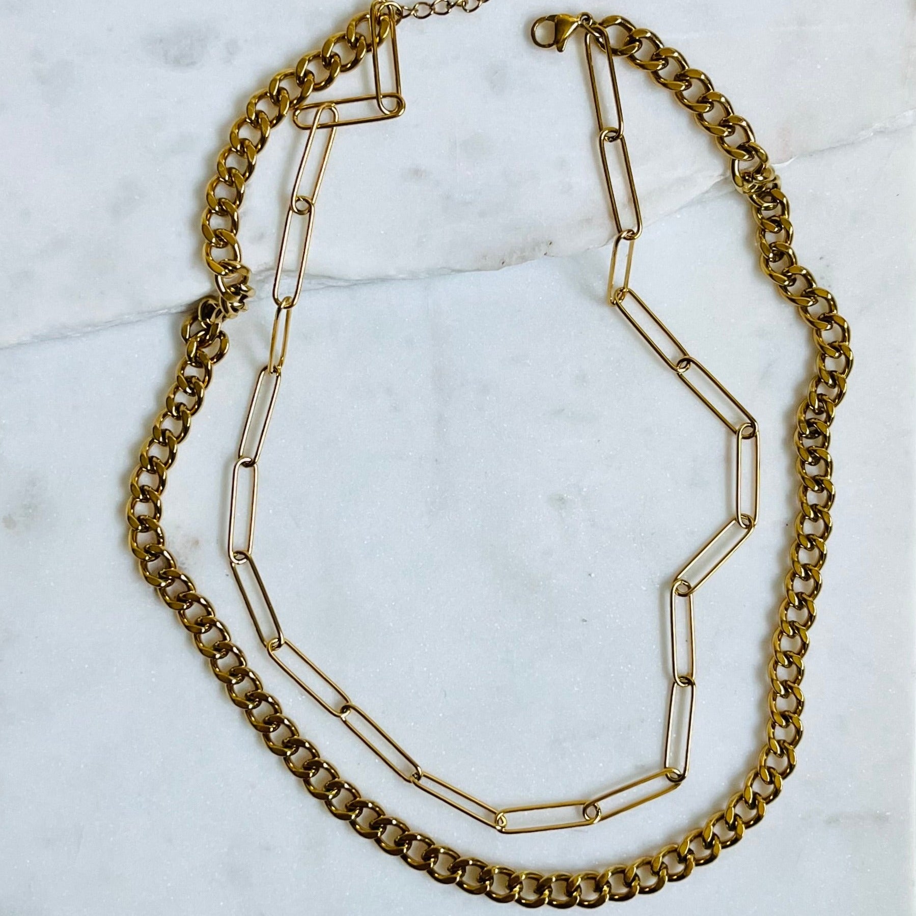 EMMY | Curb & Paperclip Layering Necklace