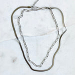 STELLA | Silver Herringbone & Paperclip Chain Necklace