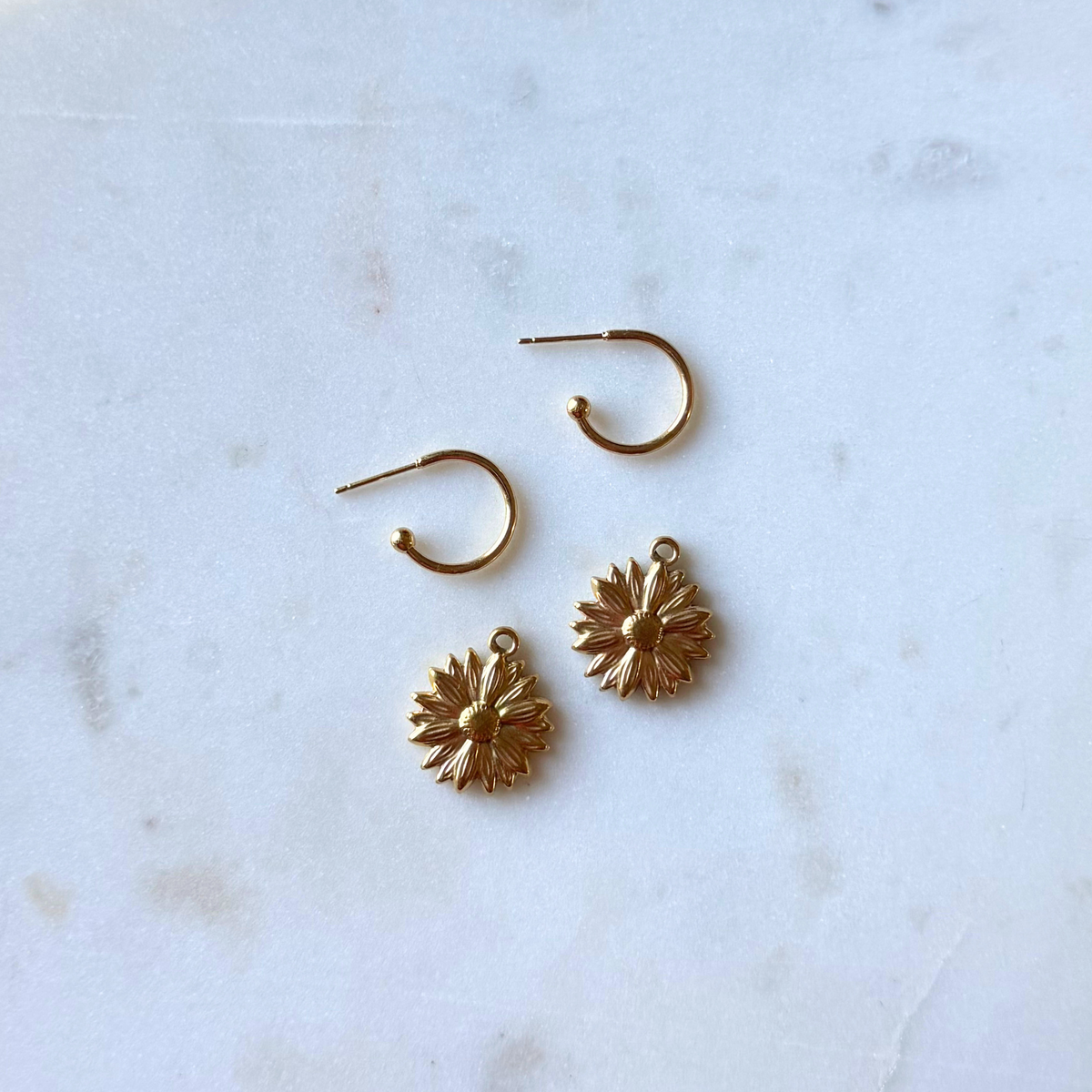 Sunflower Hoop Earrings - 2 in 1 Hoops