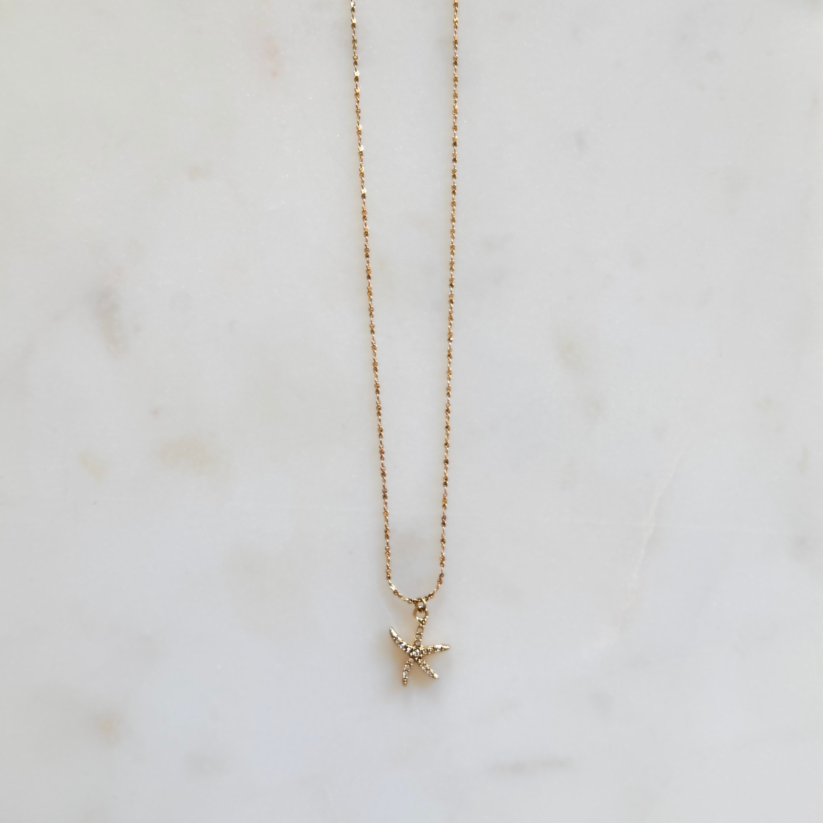 Tiny CZ Starfish Necklace - Adjustable
