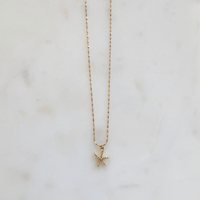 Tiny CZ Starfish Necklace - Adjustable