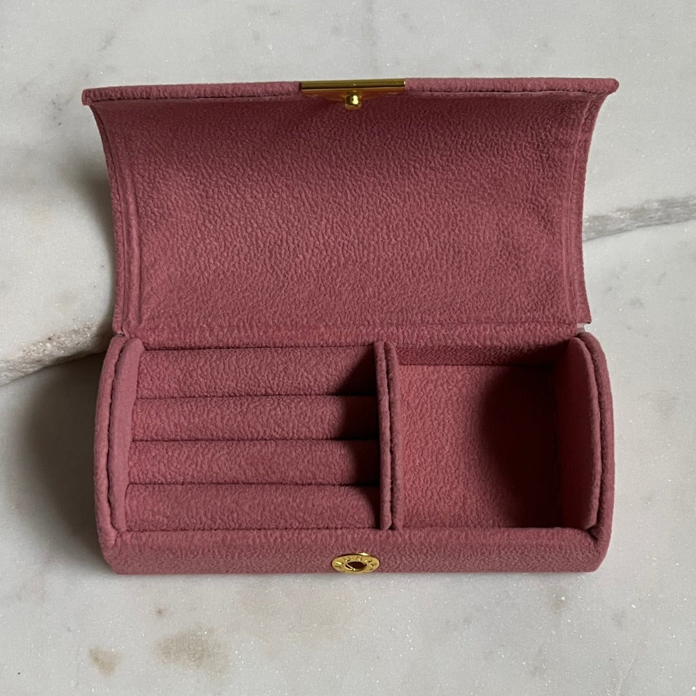 VELVET JEWELRY PURSE ORGANIZER - Pink