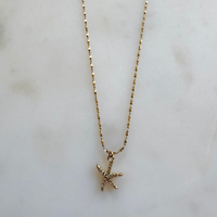 Tiny CZ Starfish Necklace - Adjustable