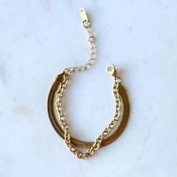 DREW | Herringbone & Rolo Chain Layering Bracelet