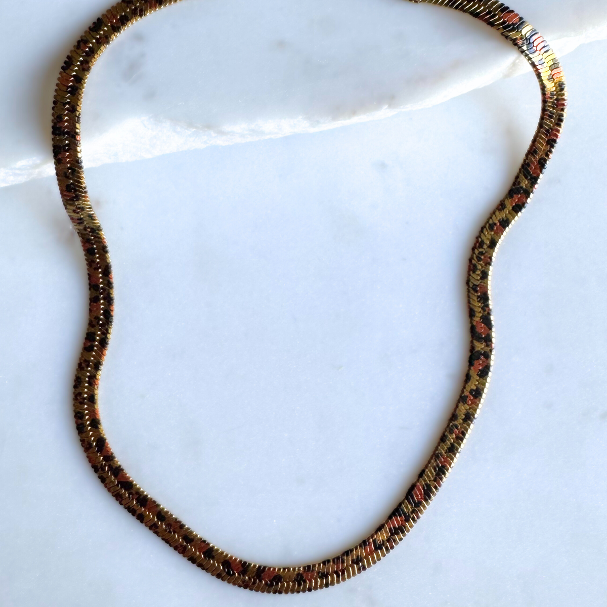 EVERLY | Leopard Herringbone Necklace