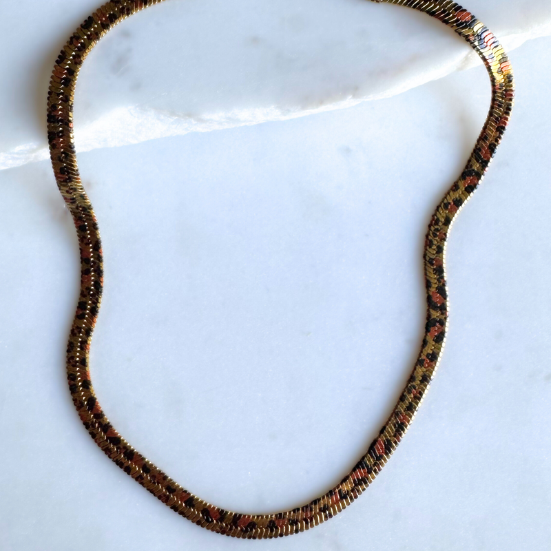 EVERLY | Leopard Herringbone Necklace