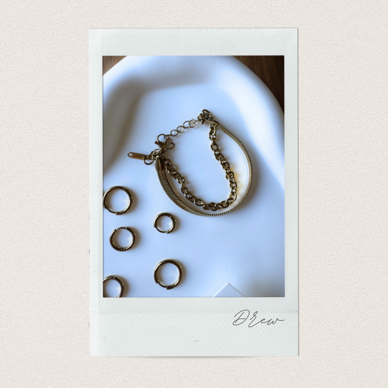 DREW | Herringbone & Rolo Chain Layering Bracelet