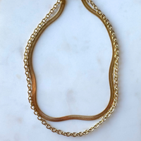 DREW | Herringbone & Rolo Chain Layering Necklace