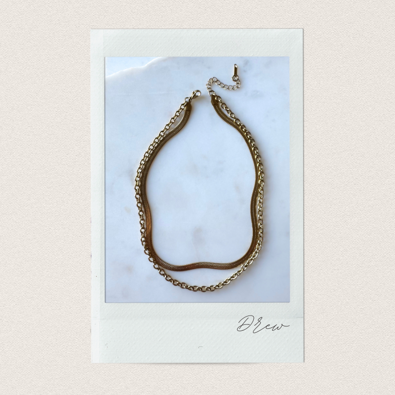 DREW | Herringbone & Rolo Chain Layering Necklace