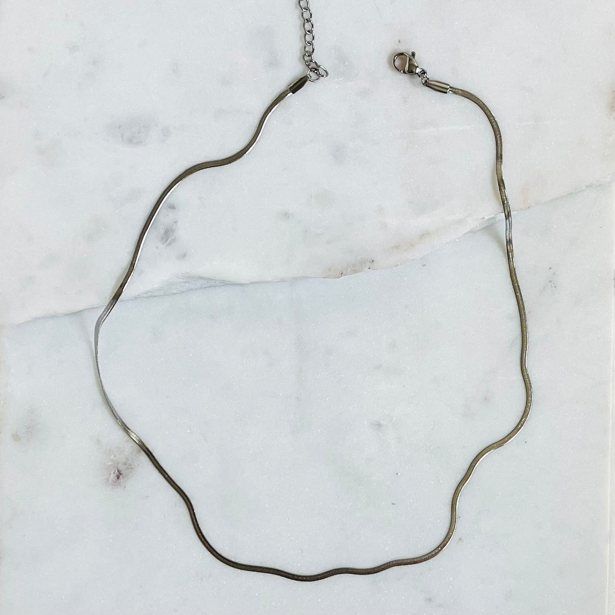 EVERLY | Silver Fine Herringbone Necklace