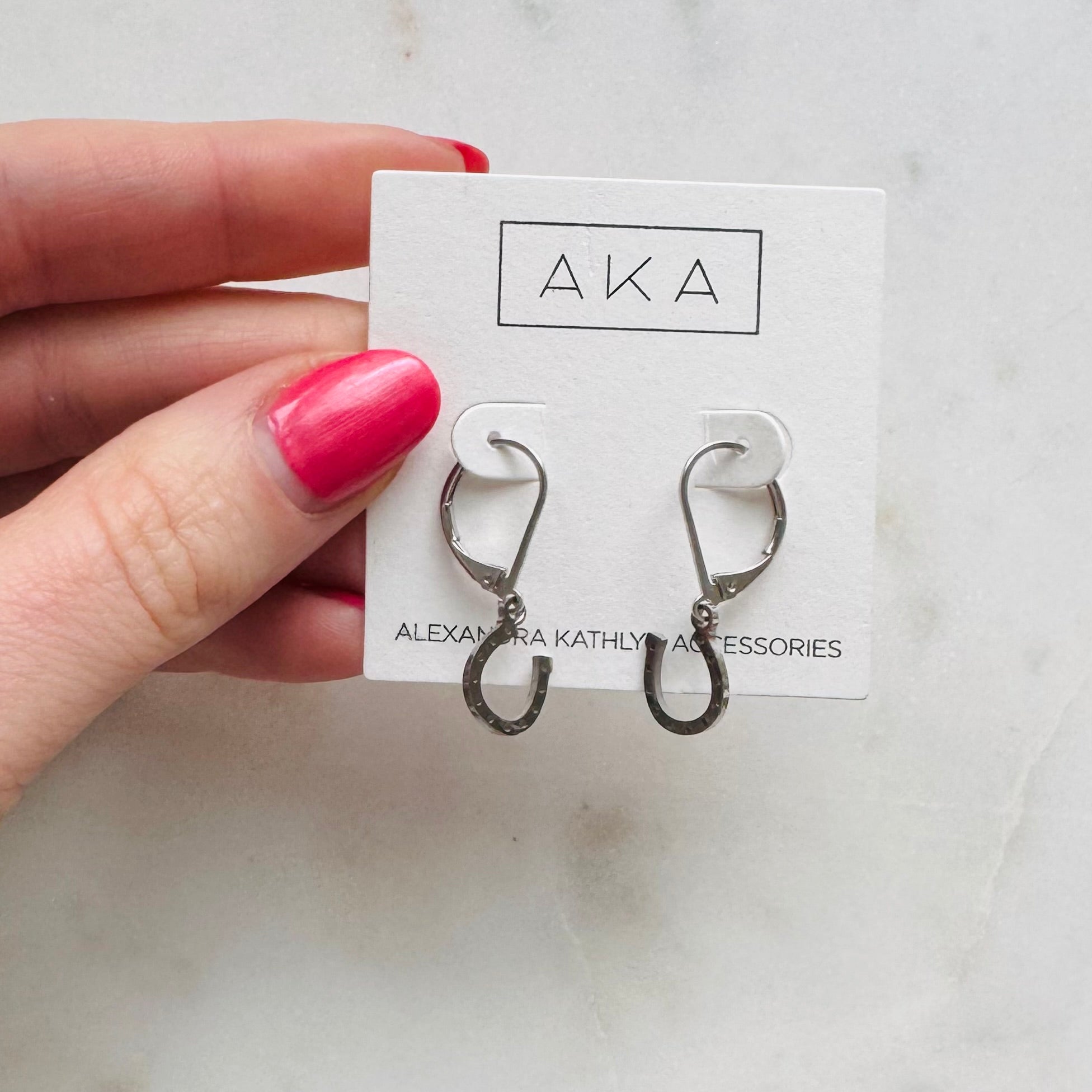 Silver Horseshoe Dangle Earrings