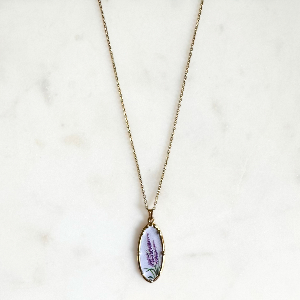 Lavender Floral Pendant Necklace
