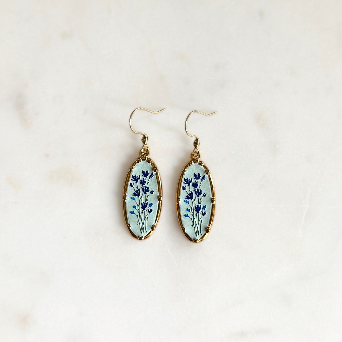 Blue Floral Earrings
