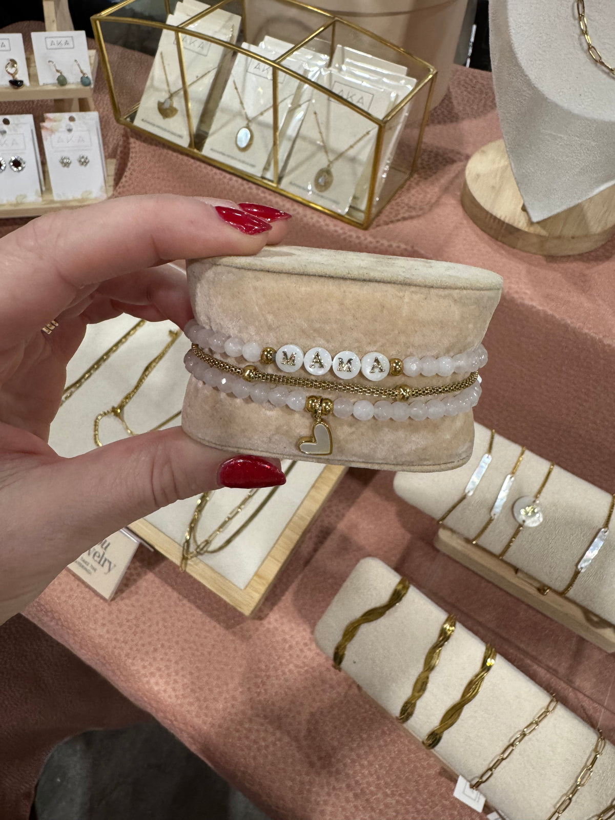 [READY TO SHIP] MAMA Bracelet Bundle - Rose Quartz