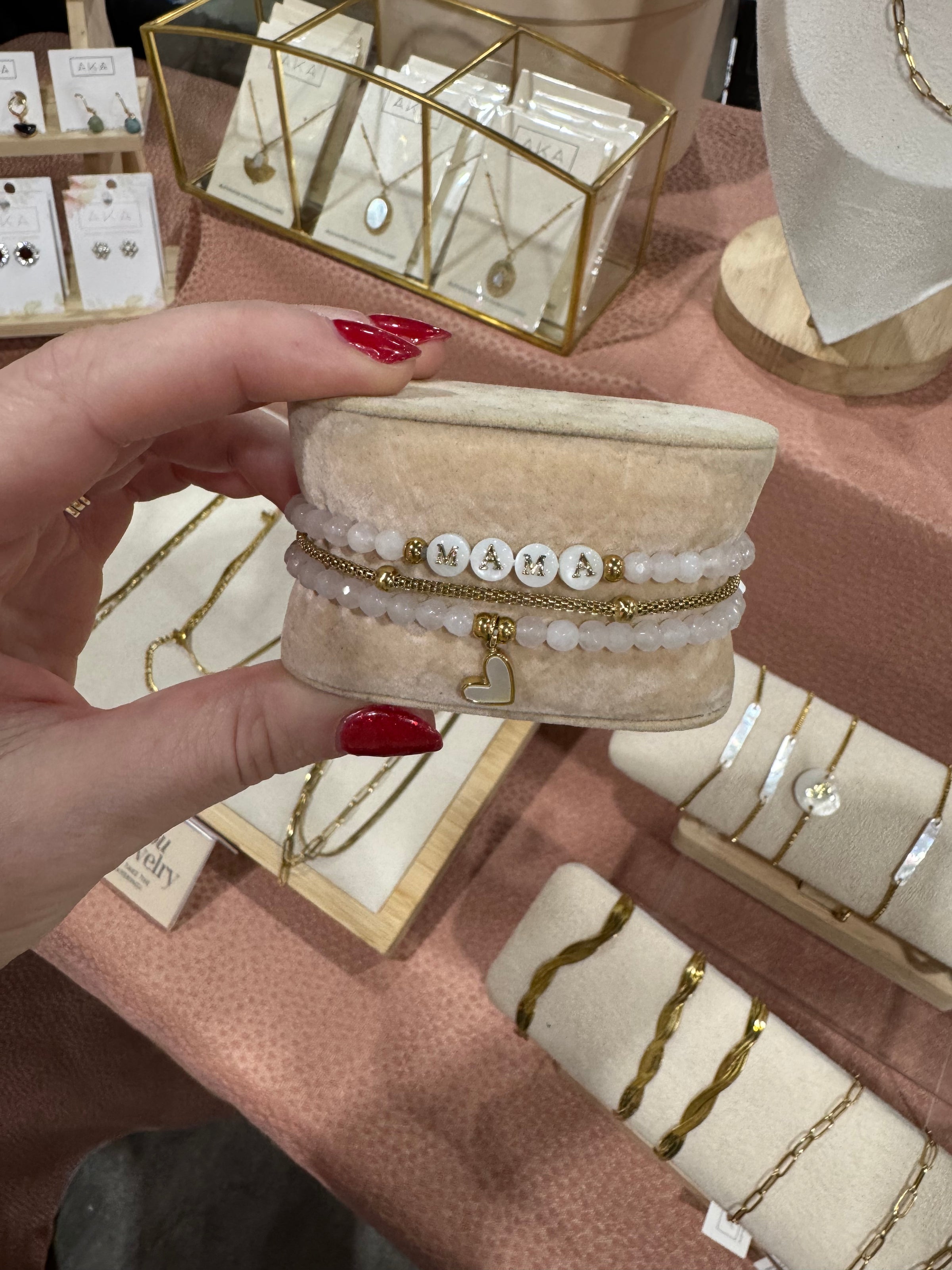 [READY TO SHIP] MAMA Bracelet Bundle - Rose Quartz