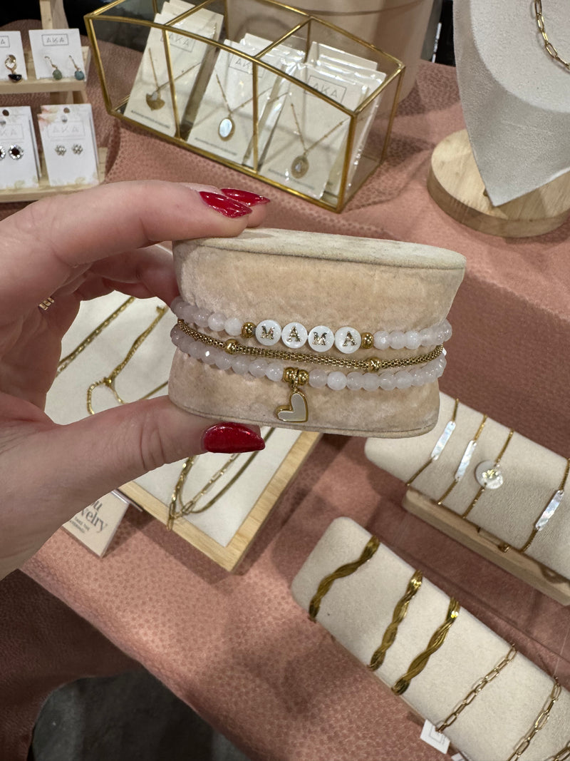 [READY TO SHIP] MAMA Bracelet Bundle - Rose Quartz