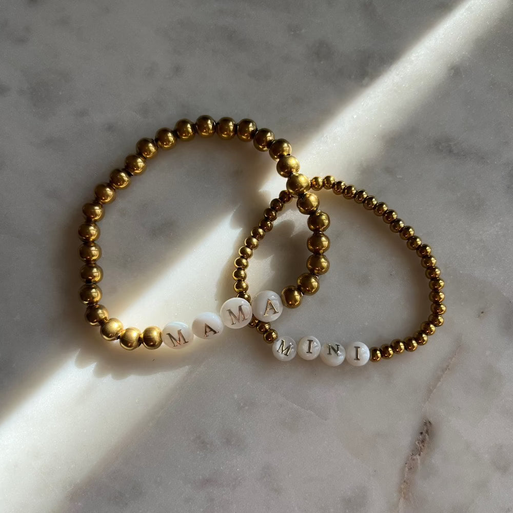 MAMA Beaded Bracelet - Small Gold