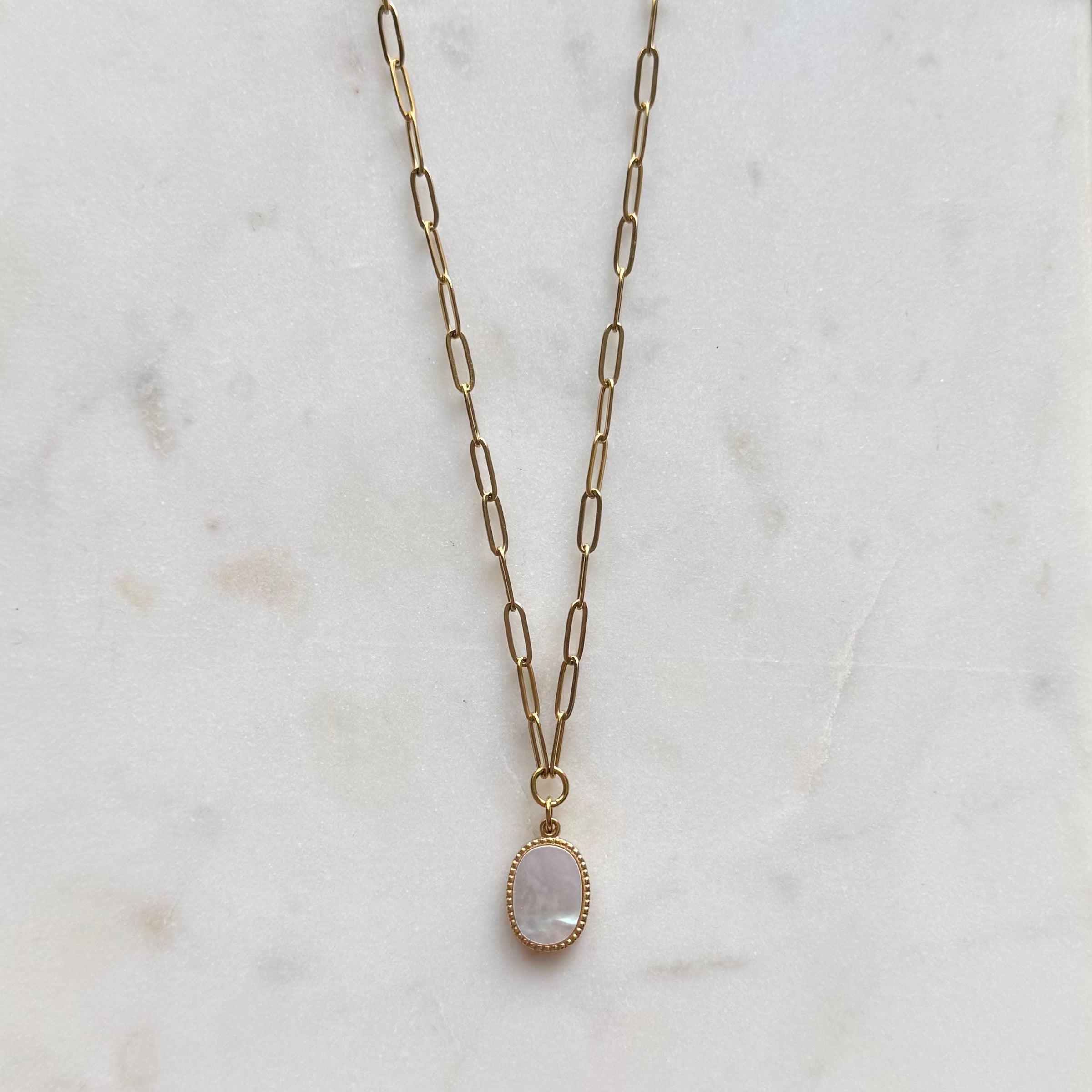 Oval Shell Paperclip Lariat