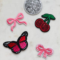 Pink Bow Iron-On Patch | Embroidered Bow Patches