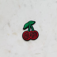 Cherry Iron-On Patch | Sequin Embroidered Cherry Patch