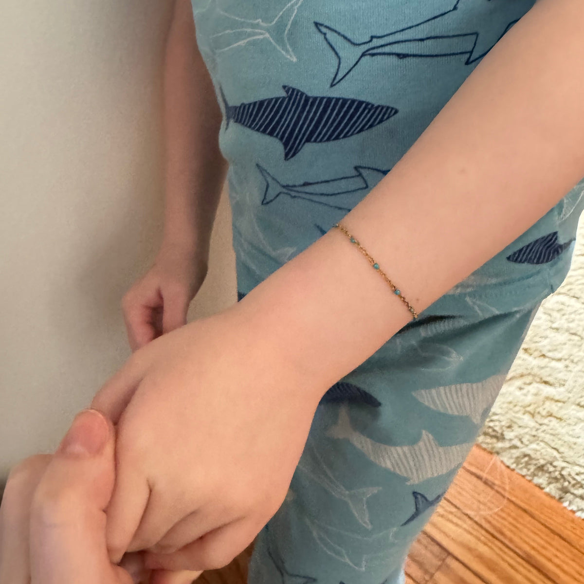 Teal Enamel Bracelet | Kids Dainty Chain Bracelet