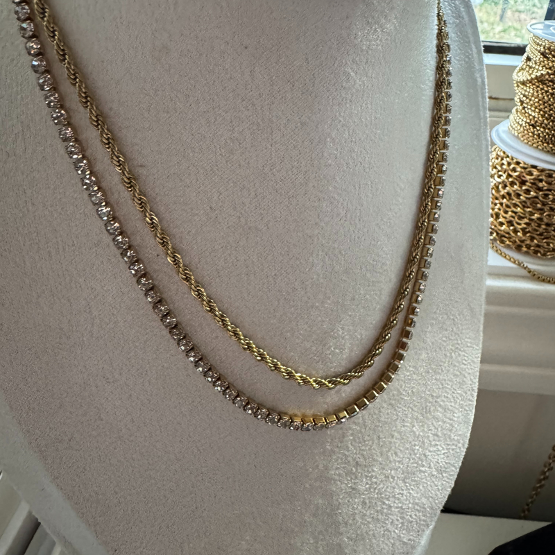 Iris | Rhinestone Chain Necklace (Classic or Colourful)