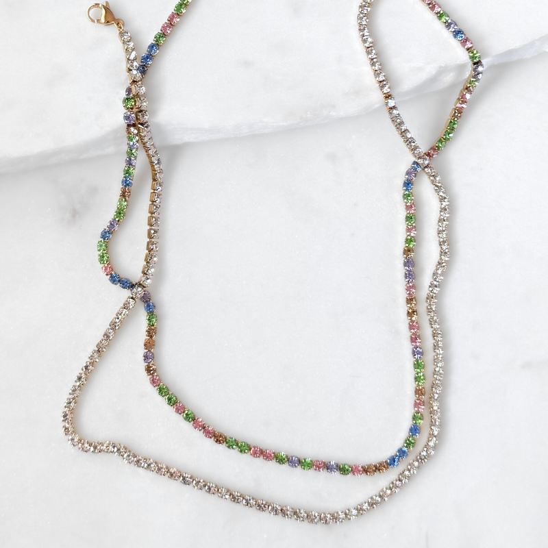 Iris | Rhinestone Chain Necklace (Classic or Colourful)