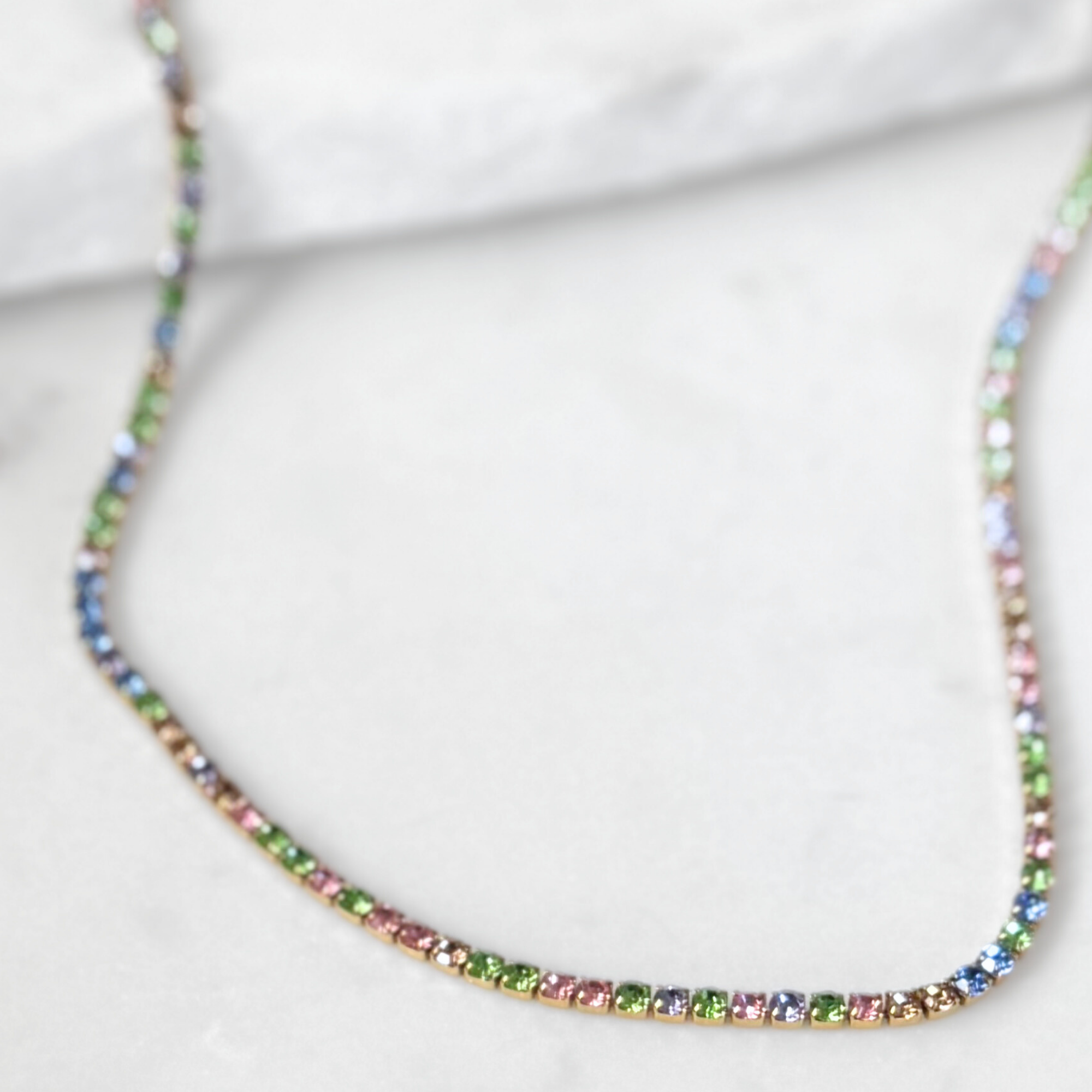 Iris | Rhinestone Chain Necklace (Classic or Colourful)