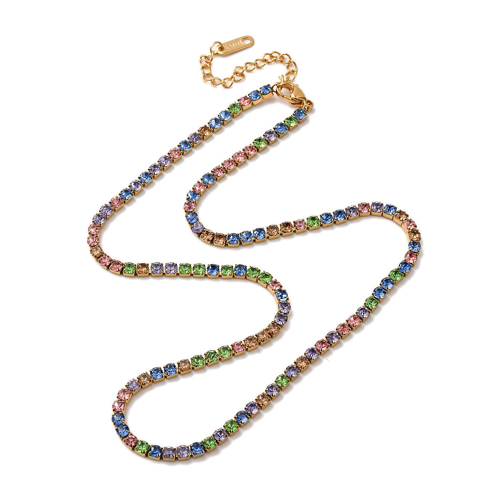 Iris | Rhinestone Chain Necklace (Classic or Colourful)