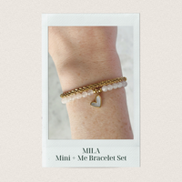 MILA | Mini & Me Shell Heart Rose Quartz Bracelet Set