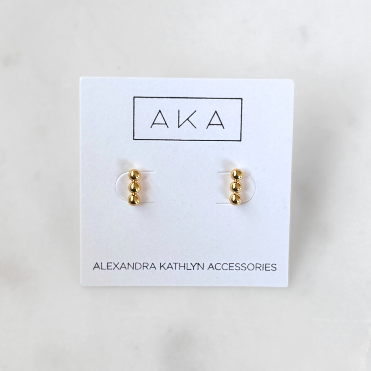 ORION | Triple Bead Bar Stud Earrings