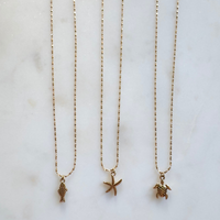 Tiny CZ Sardine Fish Necklace - Reversible & Adjustable