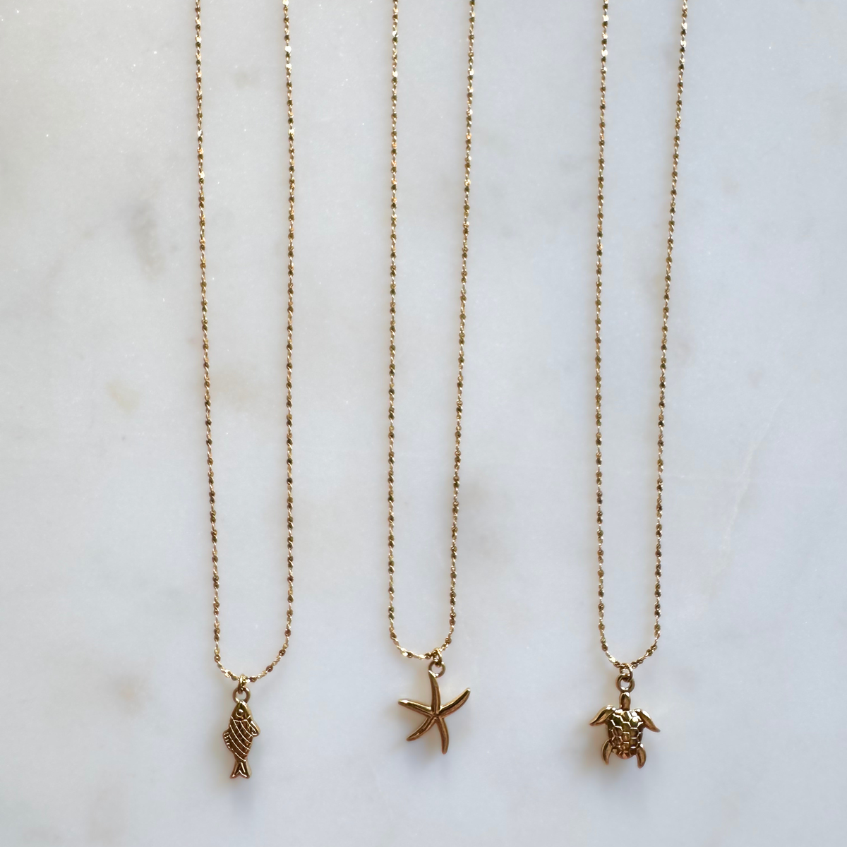 Tiny CZ Sardine Fish Necklace - Reversible & Adjustable