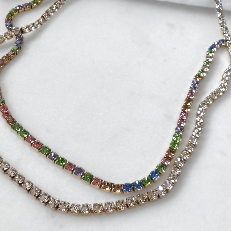 Iris | Rhinestone Chain Necklace (Classic or Colourful)