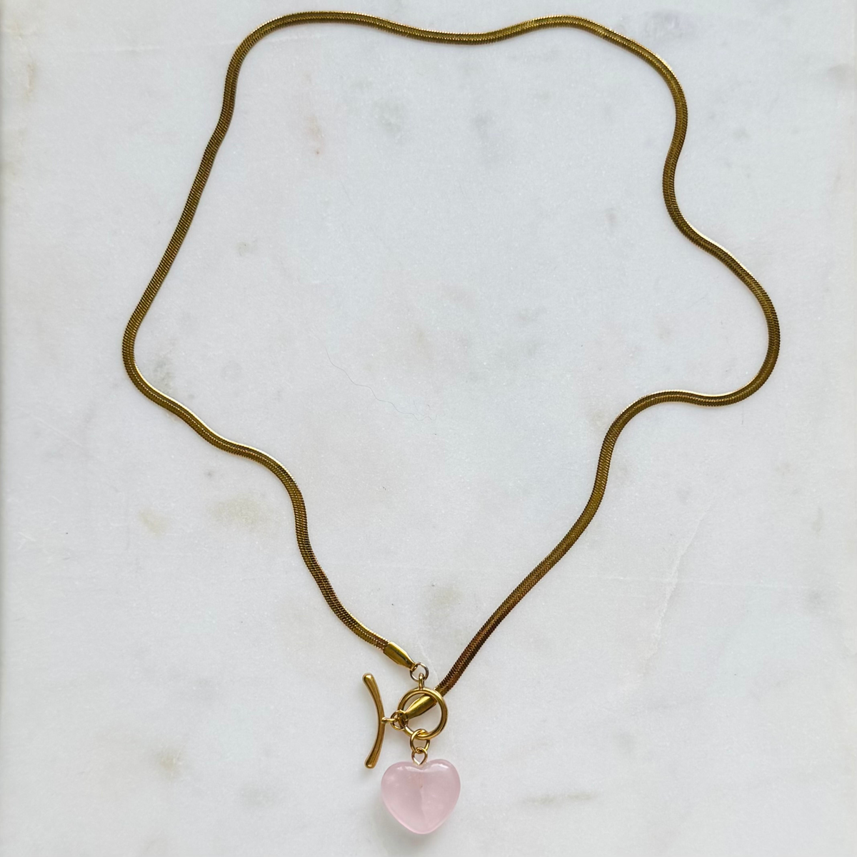Rose Quartz Heart Toggle Necklace | One of a Kind