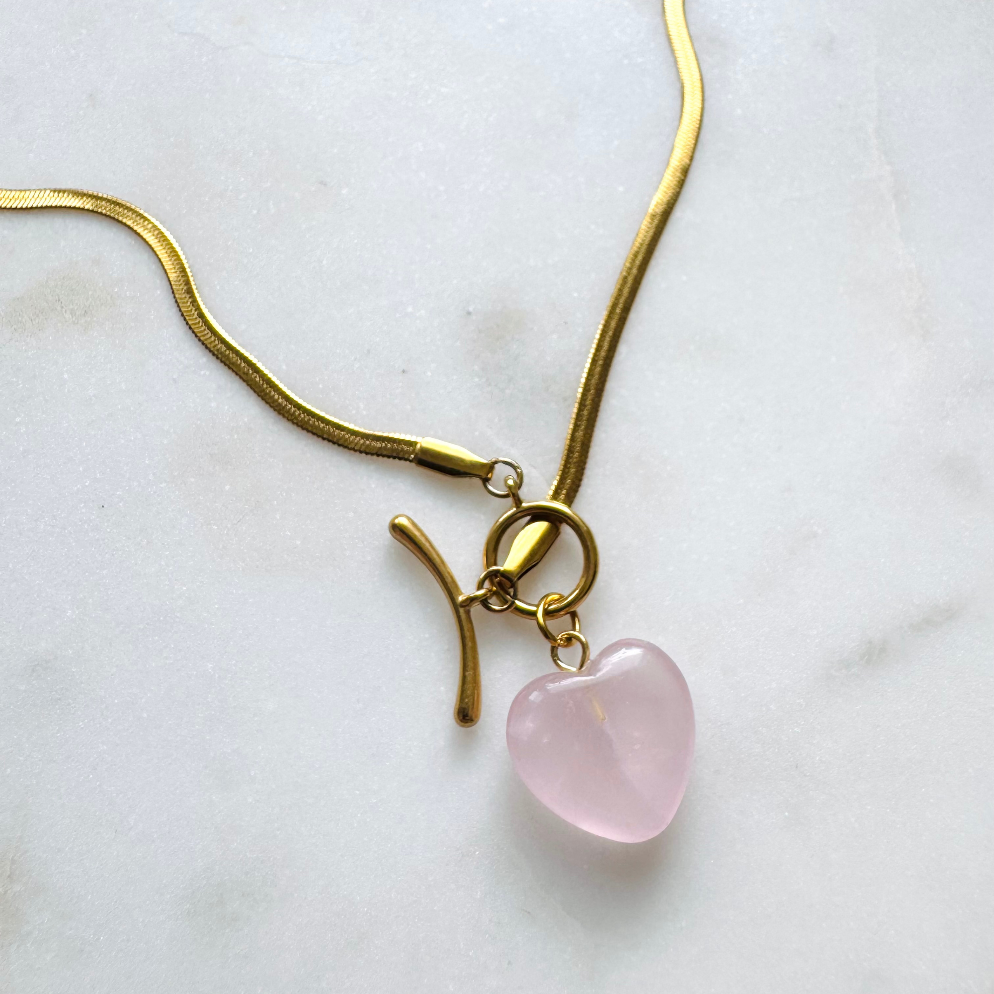 Rose Quartz Heart Toggle Necklace | One of a Kind