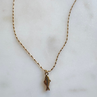 Tiny CZ Sardine Fish Necklace - Reversible & Adjustable