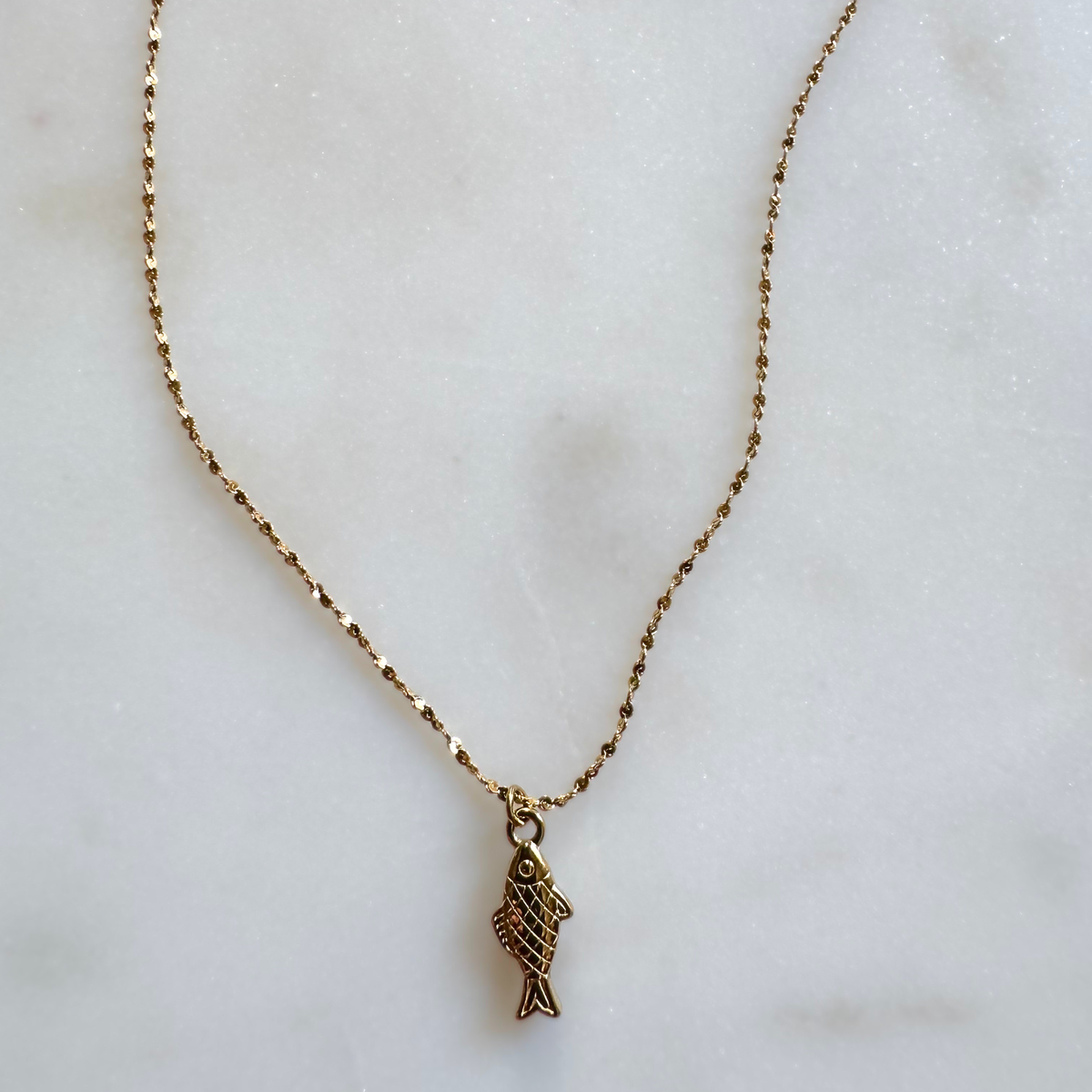 Tiny CZ Sardine Fish Necklace - Reversible & Adjustable