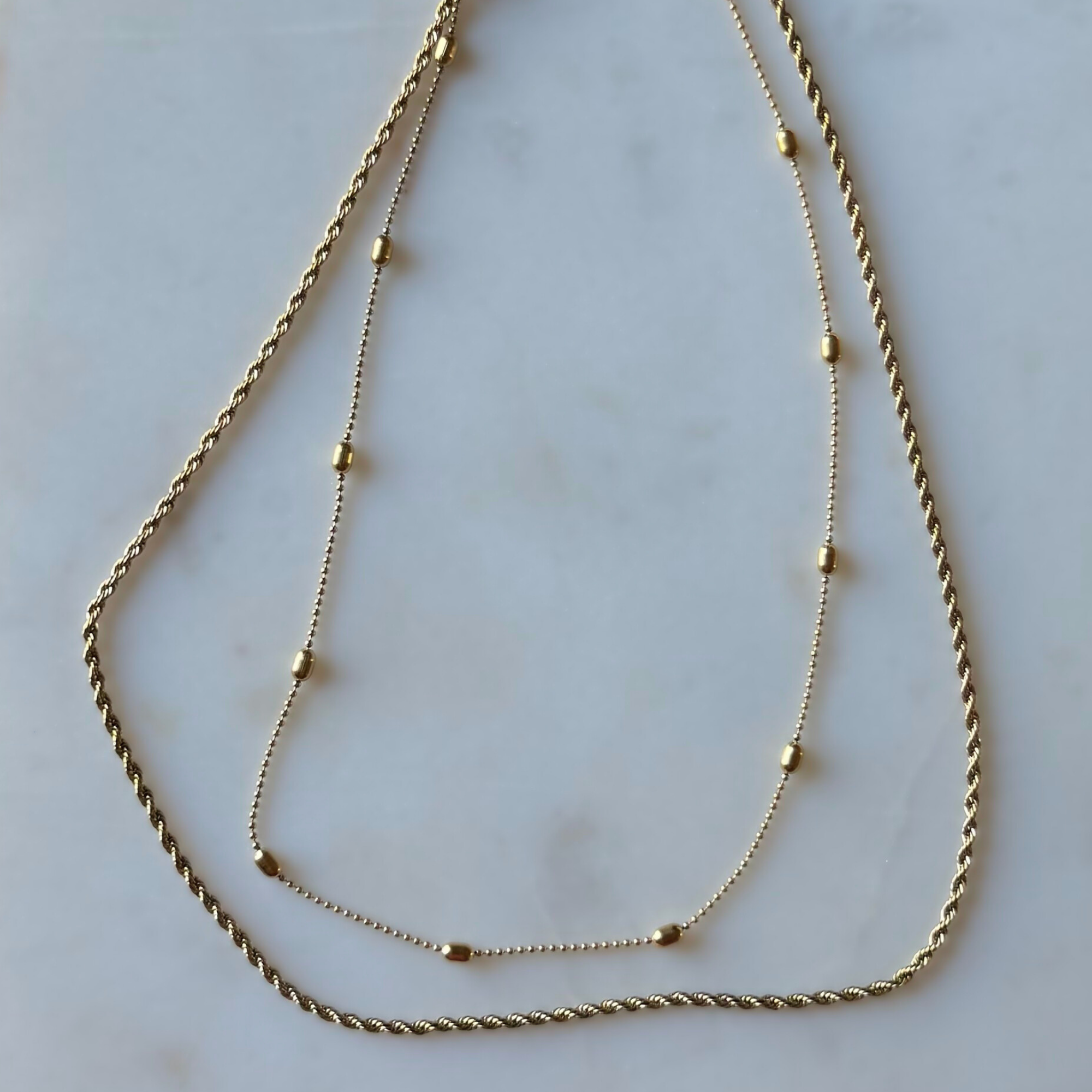 SLOANE | Double Layer Rope & Satellite Chain Necklace